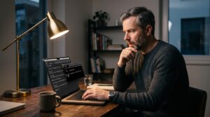 Consultor comprobando en terminal si su archivo llms.txt responde correctamente tras encontrar un error 404