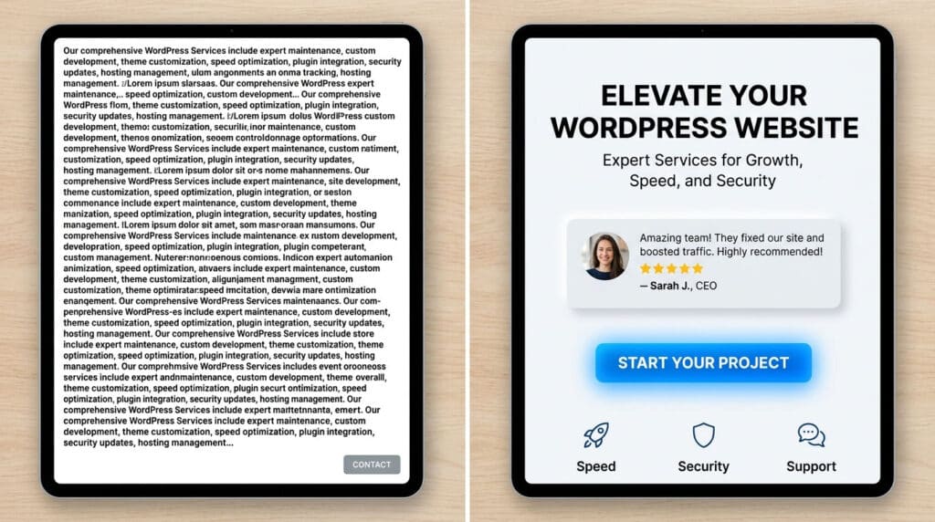 como estructurar la pagina de servicio
